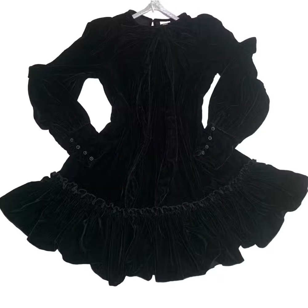 The Vampire's Wife x H&M Black Velvet Bow Mini Dress S - ✨NWT✨